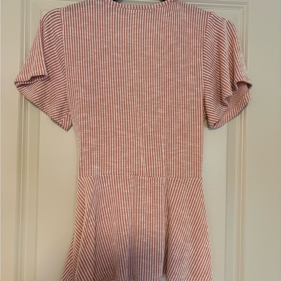 Pink Striped Wrap Top - Picture 2 of 3